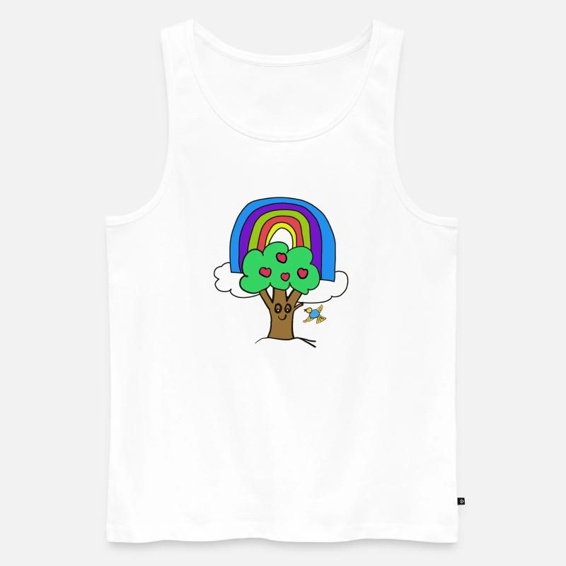 Regenbogen Apfelbaum Vogel Kinder - Männer Premium Bio Tank Top - Weiß