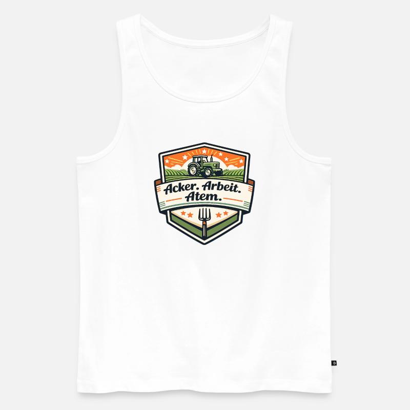 Acker Arbeit Atem Badge - Männer Premium Bio Tank Top - Weiß