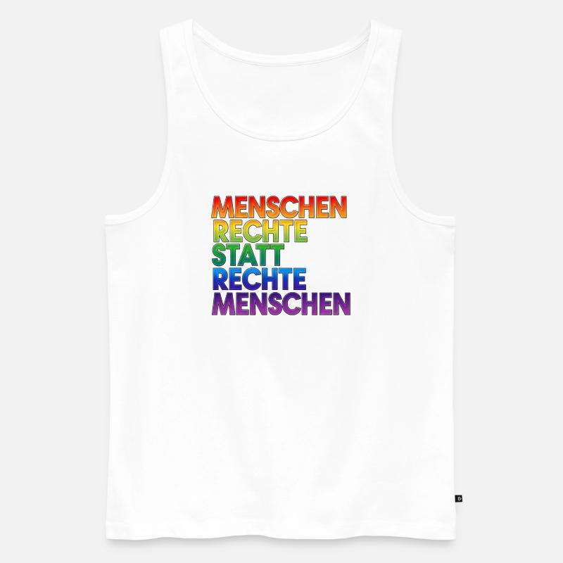 Regenbogen Statement Spruch Menschenrechte - Männer Premium Bio Tank Top - Weiß