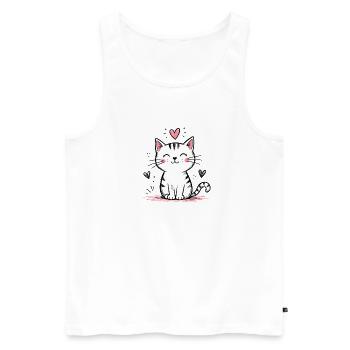Cute Doodle Cat - Men's Premium Organic Tank Top - white - Front - AI Model Male 178 light (178cm)