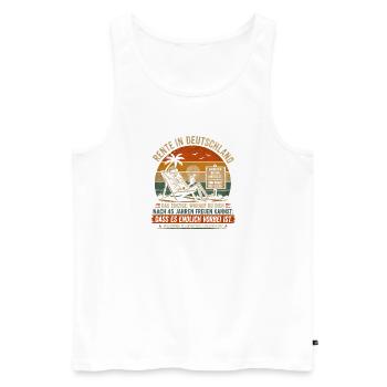 Rente in Deutschland: Endlich Vorbei - Männer Premium Bio Tank Top - Weiß - Vorne - Michal (187cm)