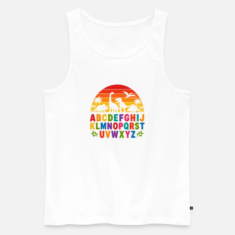 Regenbogen-Dino-Alphabet - Männer Premium Bio Tank Top - Weiß