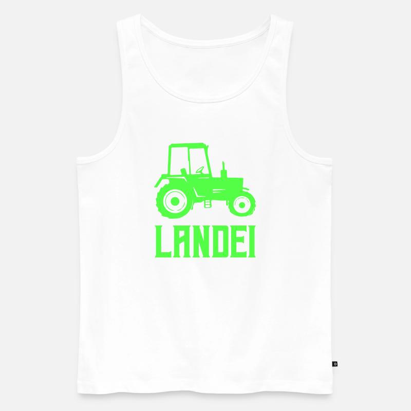 Traktor Silhouette Landei - Männer Premium Bio Tank Top - Weiß