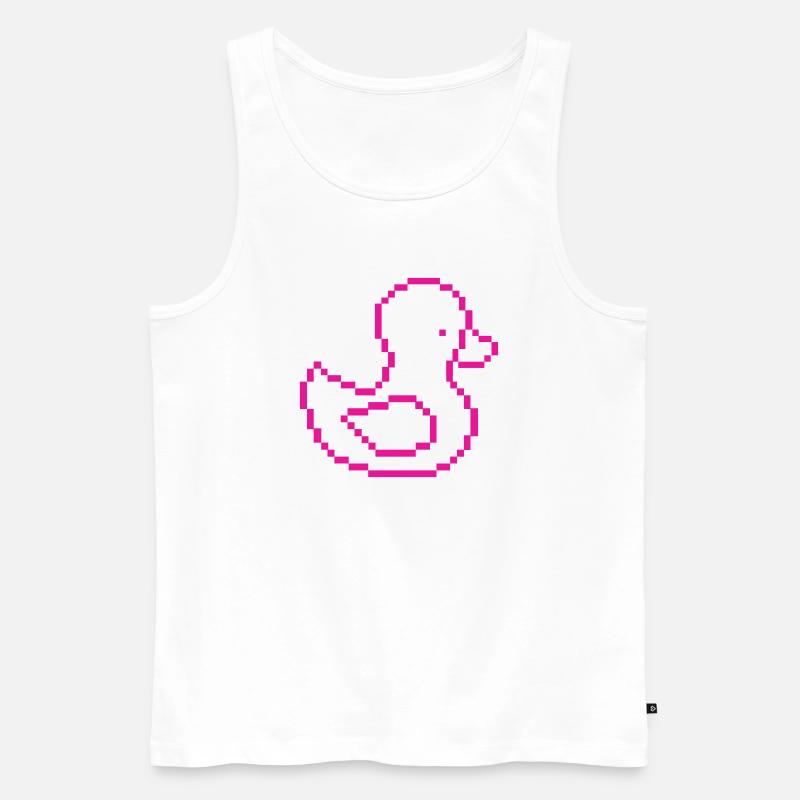 Pixel Duck Pink Pattern - Men's Premium Organic Tank Top - white