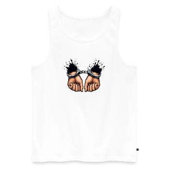 Bound Hands Rebellion Design - Men's Premium Organic Tank Top - white - Front - AI Model Male 178 light (178cm)