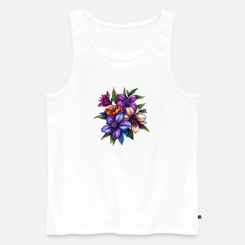 Tropisches Blütenbouquet – Farbexplosion - Männer Premium Bio Tank Top - Weiß