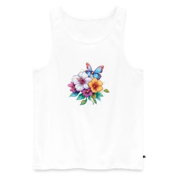 Bouquet avec papillon - Débardeur bio Premium Homme - blanc - Devant - Michal (187cm)