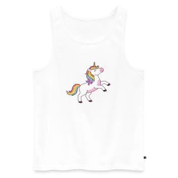 Regenbogen-Einhorn-Glitzer-T-Shirt - Männer Premium Bio Tank Top - Weiß - Vorne - Michal (187cm)
