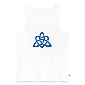 Blue Celtic Knot Heart - Männer Premium Bio Tank Top - Weiß - Vorne - AI Model Male 178 light (178cm)