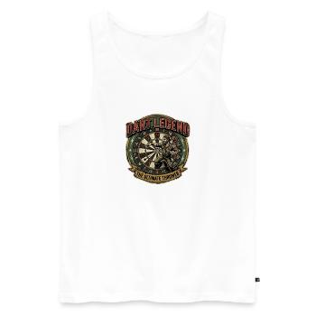 Légende de la Fléchette : Lanceur Ultime - Débardeur bio Premium Homme - blanc - Devant - Michal (187cm)