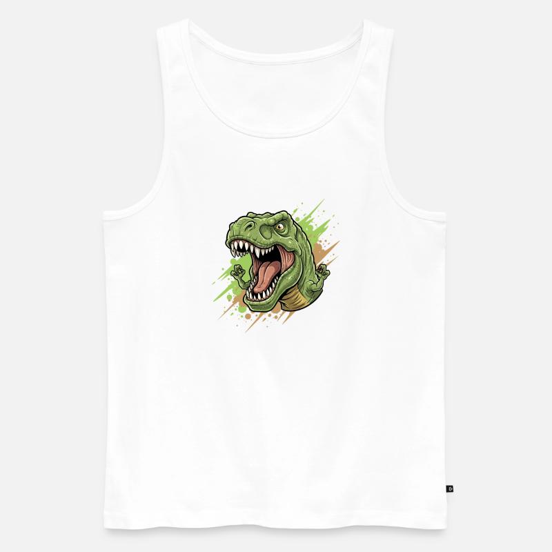 Wütender T Rex mit Farbschwall - Männer Premium Bio Tank Top - Weiß