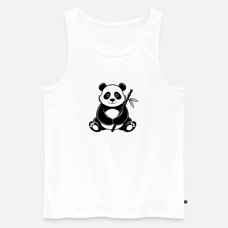 Panda mit Bambus - Männer Premium Bio Tank Top - Weiß