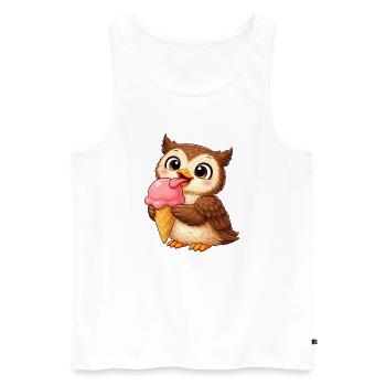Süße Eule mit Eiskrone Sommer Cartoon König  - Men's Premium Organic Tank Top - white - Front - AI Model Male 178 light (178cm)