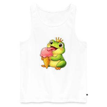 Süßer Frosch mit Eiskrone Sommer Eiscreme Cartoon - Men's Premium Organic Tank Top - white - Front - AI Model Male 178 light (178cm)