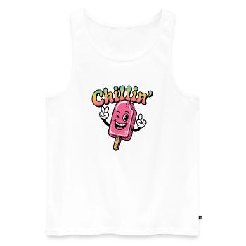Dessin animé rétro Chillin Pink Popsicle - Débardeur bio Premium Homme - blanc - Devant - Michal (187cm)
