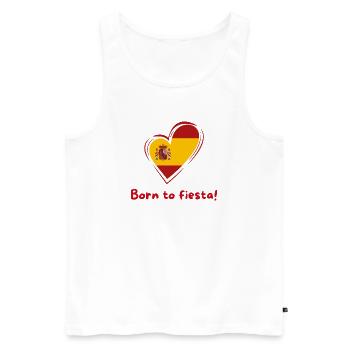 Spanien Herz Flagge Born to Fiesta - Männer Premium Bio Tank Top - Weiß - Vorne - Michal (187cm)