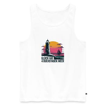  Glück Hat 4 Buchstaben Meer Leuchtturm Segelboot - Männer Premium Bio Tank Top - Weiß - Vorne - AI Model Male 178 light (178cm)