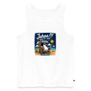  Jahaa mache ich später vielleicht Lustige Möwe im - Männer Premium Bio Tank Top - Weiß - Vorne - Michal (187cm)