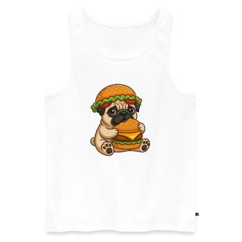 Propriétaire de dessin animé carlin mignon, burger de restauration rapide - Débardeur bio Premium Homme - blanc - Devant - Michal (187cm)