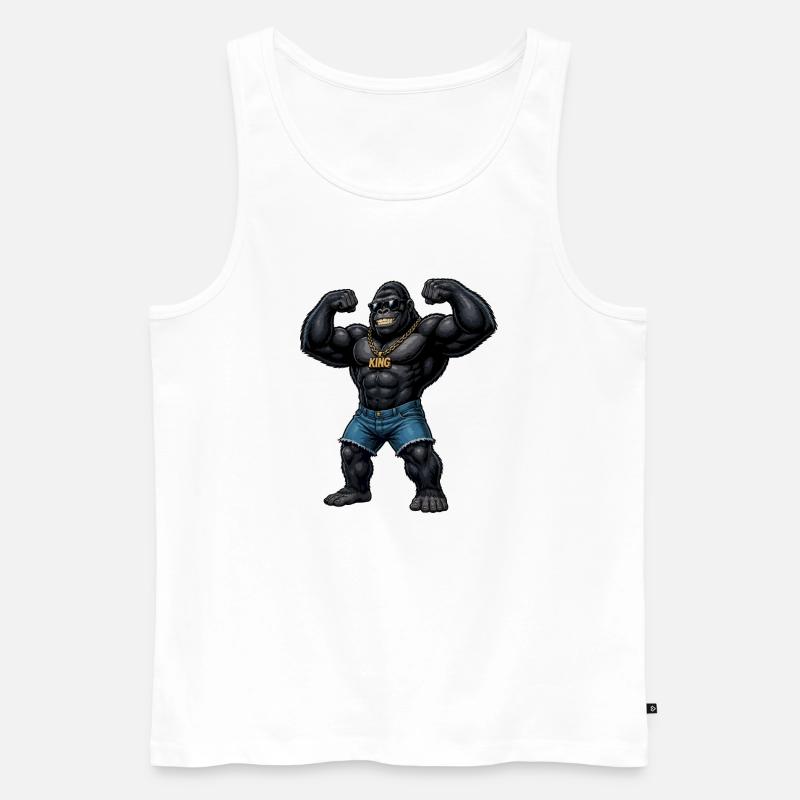 König Gorilla Bling - Männer Premium Bio Tank Top - Weiß