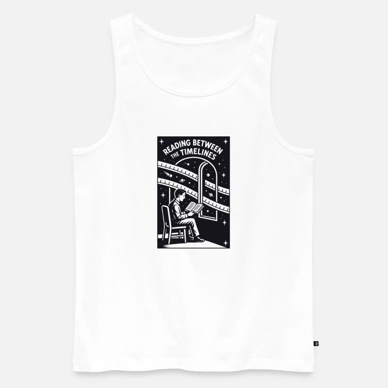Reading Between Timelines | Sci-Fi Book - Men's Premium Organic Tank Top - white