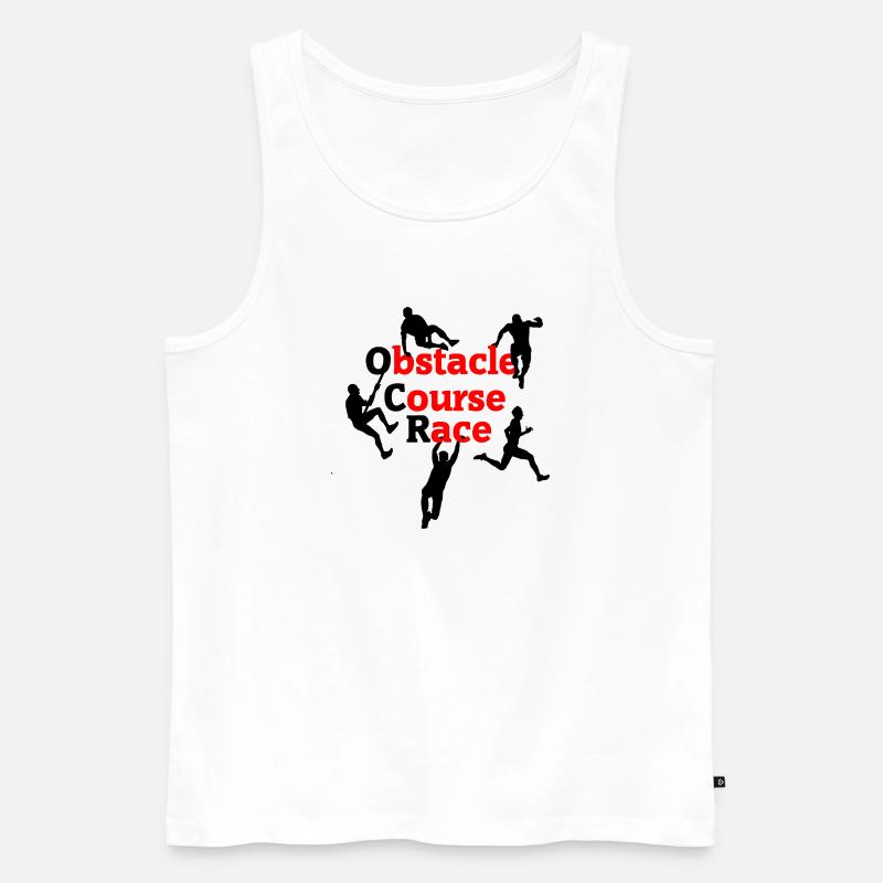Hindernisparcoursrennen – Rotes Aufpralldesign - Männer Premium Bio Tank Top - Weiß