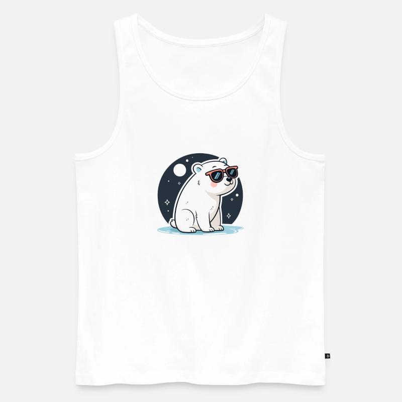 Rote Eisbär-Kosmische Brille - Männer Premium Bio Tank Top - Weiß