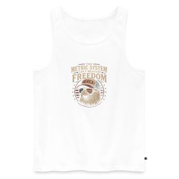 Das metrische System kann Freiheit nicht messen (4 - Männer Premium Bio Tank Top - Weiß - Vorne - Michal (187cm)