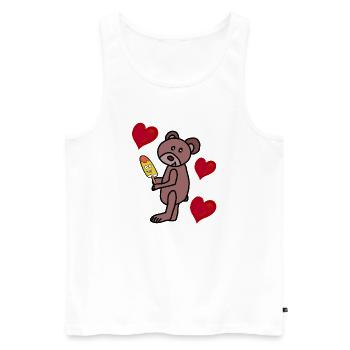 Teddy Eis Eiskrem Kinder Kind  Bär Herzen - Débardeur bio Premium Homme - blanc - Devant - AI Model Male 178 light (178cm)