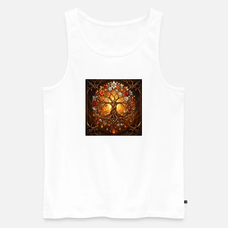 Lumineszierender Lebensbaum - Männer Premium Bio Tank Top - Weiß