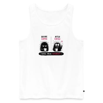  Before Coffee After Coffee Kaffee Meine - Männer Premium Bio Tank Top - Weiß - Vorne - Michal (187cm)