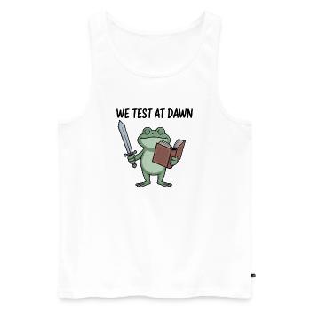 Dawn Quest Épée Grenouille & Livre - Débardeur bio Premium Homme - blanc - Devant - Michal (187cm)