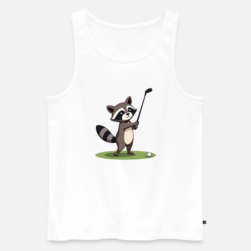 Waschbär spielt Golf - Männer Premium Bio Tank Top - Weiß