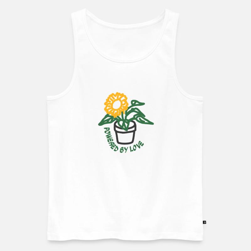 Boho Powered by Love Topf-Sonnenblume - Männer Premium Bio Tank Top - Weiß