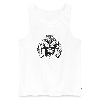 Culturisme Tiger - Débardeur bio Premium Homme - blanc - Devant - Michal (187cm)