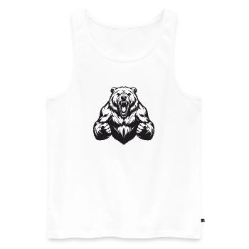 Grizzly Bär Muskeln - Männer Premium Bio Tank Top - Weiß - Vorne - Michal (187cm)