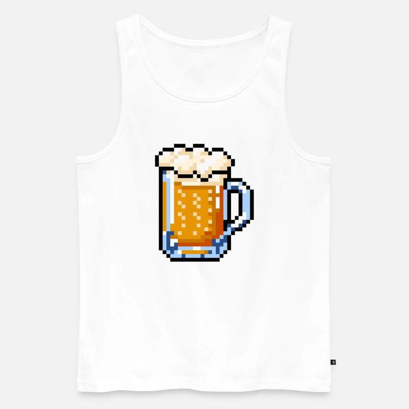 Bierglas Pixel Art – Retro Bier Design - Männer Premium Bio Tank Top - Weiß