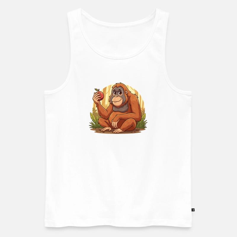 Orangutan mit Apfel – Dschungelcharme - Männer Premium Bio Tank Top - Weiß