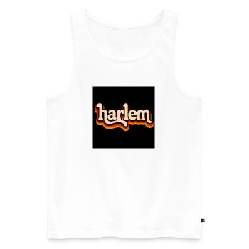 Harlem Retro Logo 70s - Men's Premium Organic Tank Top - white - Front - Michal (187cm)
