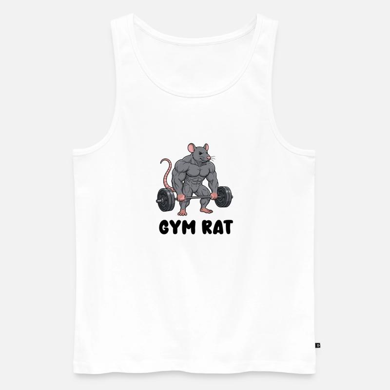 Muskulöse Ratte im Comic Stil - Männer Premium Bio Tank Top - Weiß