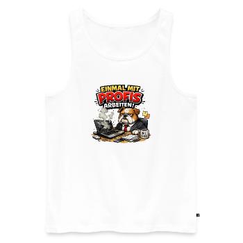 Einmal mit Profis arbeiten - Männer Premium Bio Tank Top - Weiß - Vorne - Michal (187cm)
