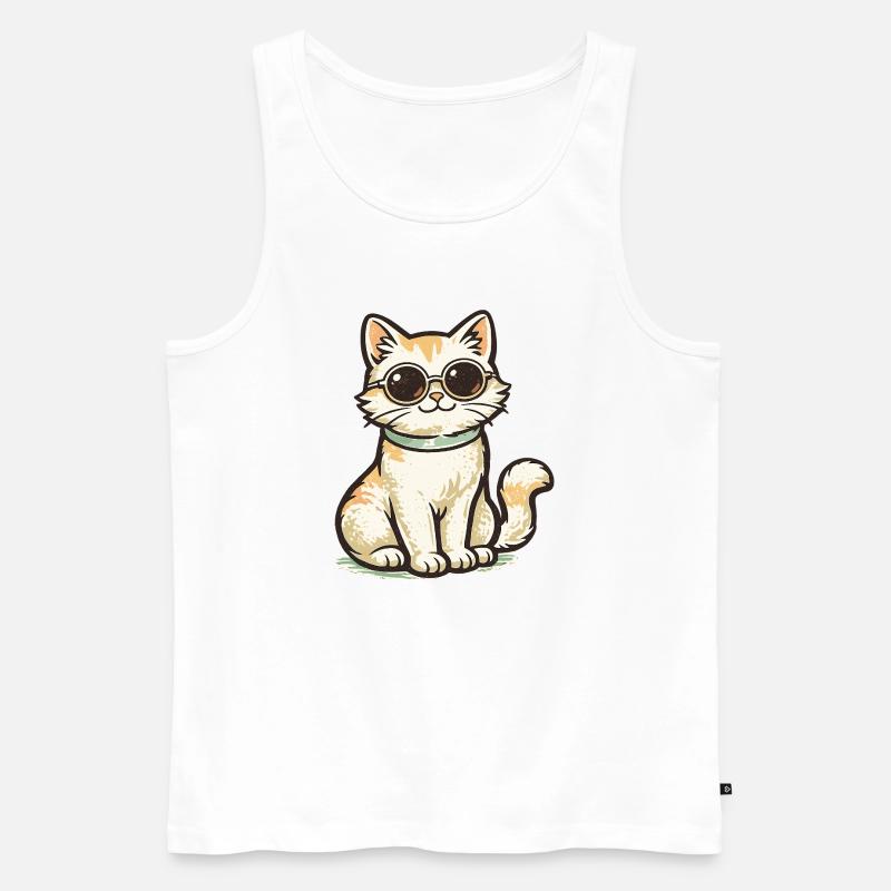 Coole Katze - Männer Premium Bio Tank Top - Weiß