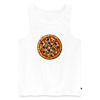 Pizza Pop Art : garnitures colorées - Débardeur bio Premium Homme - blanc - Devant - AI Model Male 178 light (178cm)