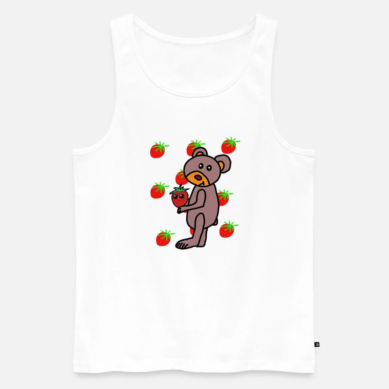 Teddy Teddybär Erdbeere Erdbeeren Kind - Männer Premium Bio Tank Top - Weiß