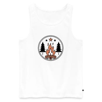 Blason du camp de Campfire Forest - Débardeur bio Premium Homme - blanc - Devant - Michal (187cm)