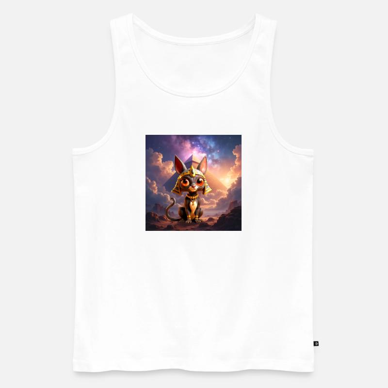 Pharao-Katze vor der Pyramide - Männer Premium Bio Tank Top - Weiß