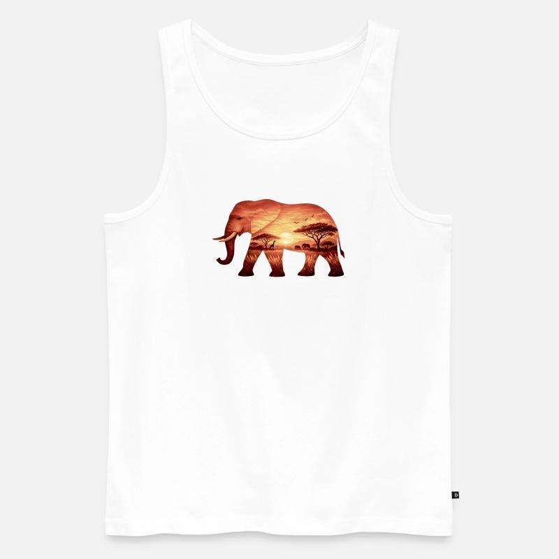 Elefant auf Savanne - Männer Premium Bio Tank Top - Weiß
