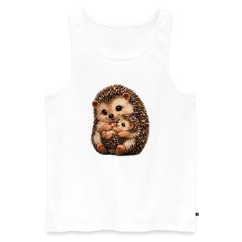 Umarmungsillustration von Mutter und Baby Igel - Männer Premium Bio Tank Top - Weiß - Vorne - AI Model Male 178 light (178cm)