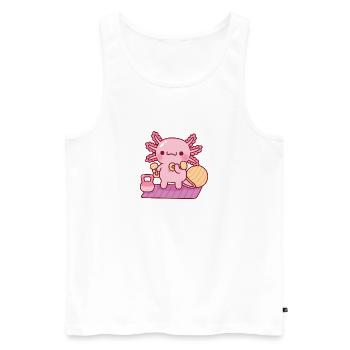 Cute Axolotl Workout With Dumbbells - Men's Premium Organic Tank Top - white - Front - Michal (187cm)