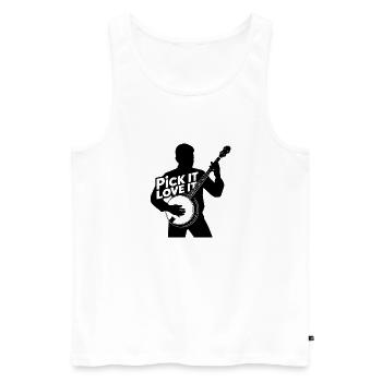 Banjo - Pick it love it Bluegrass Banjospieler - Männer Premium Bio Tank Top - Weiß - Vorne - Michal (187cm)